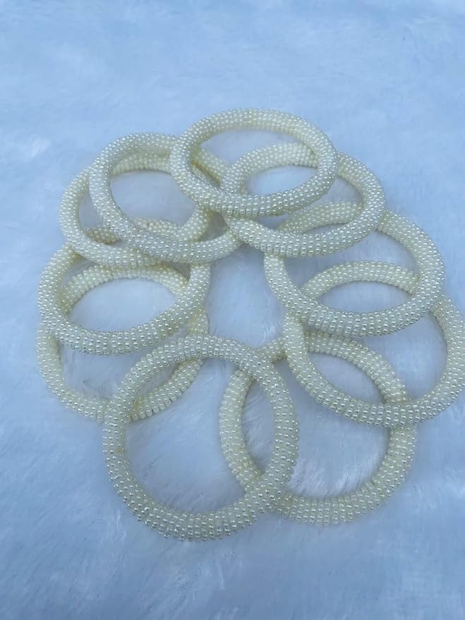 3mmPearl Beaded Round Rings for Crafts & Decoration | Handmade Pearl Hoop Rings | DIY Jewelry Making, Dream Catcher, Wedding Decoration & Art Craft Supplies (Pack of 10, White)