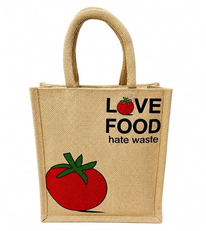 Lunch Bag | Tiffin Bag | Multi Purpose Tote Bag | Hand Bag - Eco-Friendly, Reusable, | Gift | Return Gift | Sturdy Handle with Zipper Lock | Love Food Hate Waste