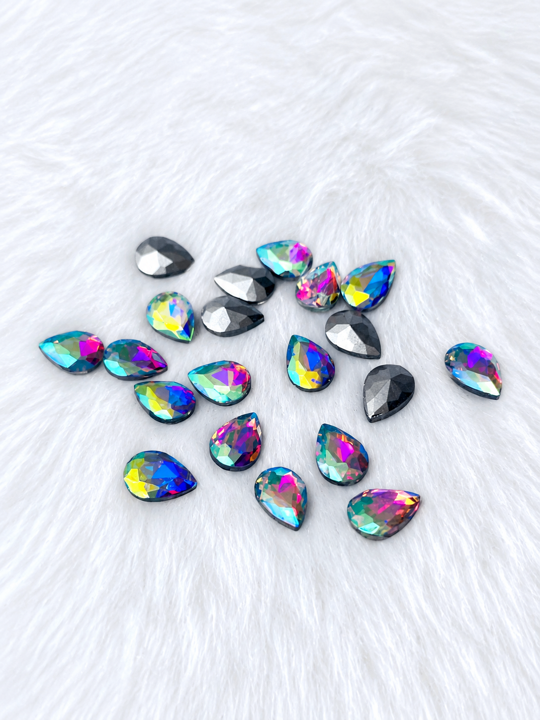 Multicolour Rainbow Drop Shape Glass Stone use for Jewellery Making/Bracelet/Necklace/Earings/Home Decoration/Art and Craft. (20 Pcs) (10mm x 14 mm)