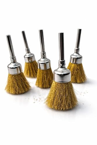 5 PCS Wire Brush Drill Attachment Set | Brass Wire Brush for Rust Removal, Metal Cleaning & Polishing | Heavy Duty Drill Cleaning Brush | 20mm Power Tool Accessories |