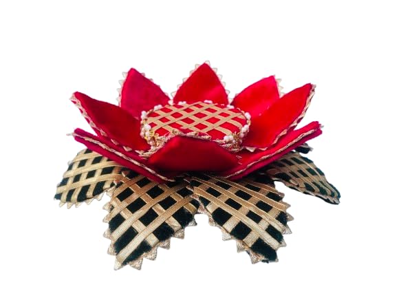 Lotus Kamal Aasan – Handcrafted Decorative Spiritual Home Décor & Religious Pooja Table, Chowki, for Laddu Gopal Mandir Cloth for Ganpati ji Lakshmi Ji, Kanha Ji God Idol Statue Hand Made